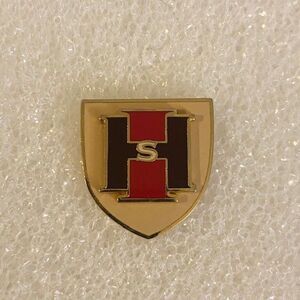 IHS Gold Tone Crest Shield Enamel Lapel Pin